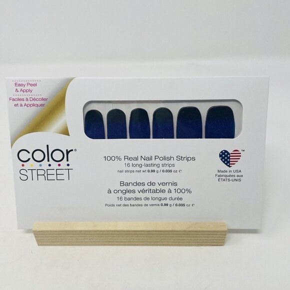 Color Street 100% Real Nail Polish Strips Midnight Shift Blue Glitter 16 Pieces - Picture 1 of 5